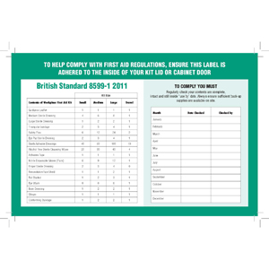 BS-8599-1 Compliant Contents List Label